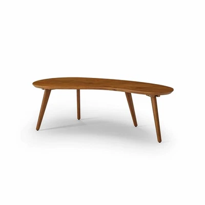 Mesa de centro moderna de mediados de siglo con forma abstracta/madera maciza/acabado castanho Foto 1 de 4