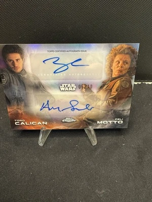 🏍️2025 TOPPS CHROME STAR WARS DUO AUTOGRAPH /10  TORO CALICAN & PELI MOTTO - Image 1 of 2