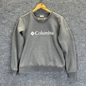 Columbia Sweatshirt Mens Small Gray Crewneck Logo Fleece Pullover Outdoor - Picture 1 of 10