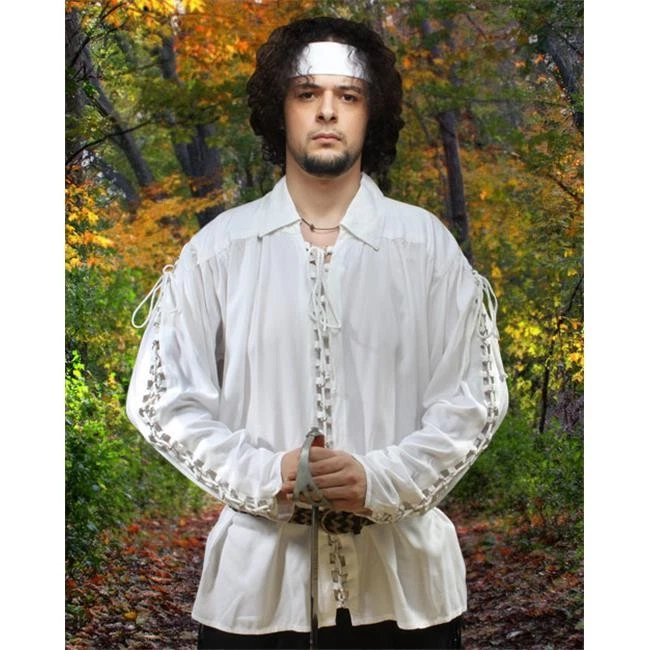 Camisa de campo The Pirate Dressing C1109 con lazo de metal - blanca - pequeña y mediana Foto 1 de 1