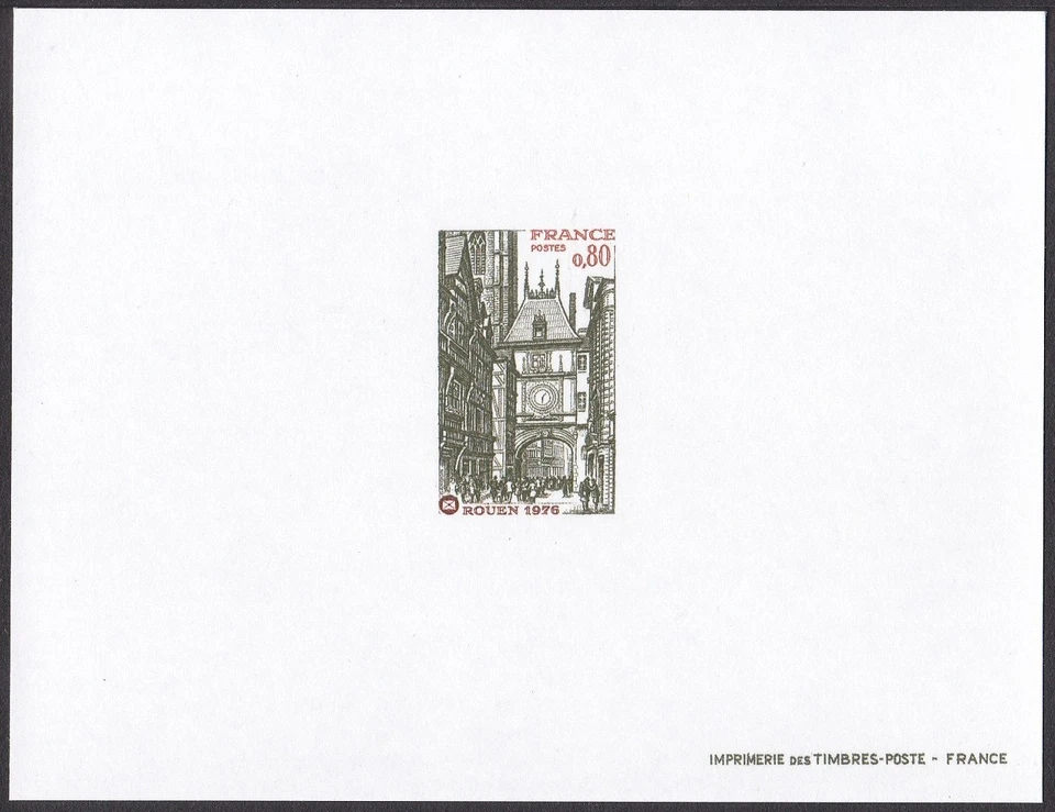 France Sc1476 French Philatelic Society, Gate, Rouen, Architecture, Deluxe Proof - Image 1 of 1