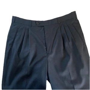 Pantalones Yves Saint Laurent YSL para hombre mezcla de lana gris oscuro con puños etiqueta 38x32 (37x31) - Imagen 1 de 18