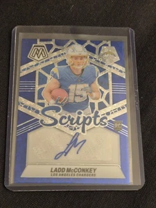 2024 Panini Mosaic Ladd McConkey Auto Rookie Scripts Blue No Huddle Chargers - Bild 1 von 2