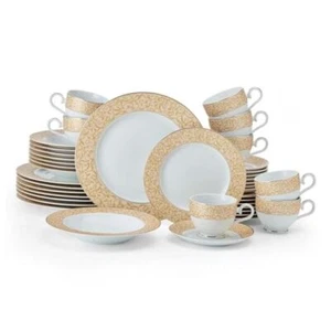 40 Piece Dinnerware Set, Service for 8 40-Piece Parchment Gold - Picture 1 of 7