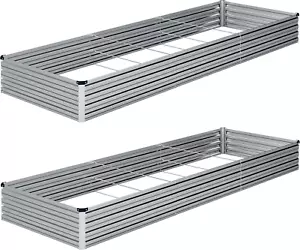 Galvanized Raised Garden Bed, 2 Pcs 10X3X1 FT Metal Planting Box for Gardening - Picture 1 of 12