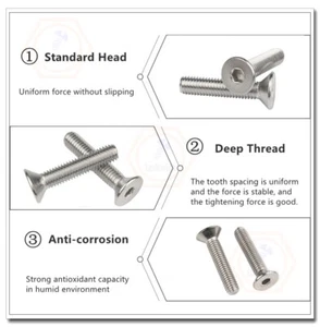Bullone a vite testa piatta testa affondata testa esagonale a brugola inox M4/M5/M6 304 6mm-150mm - Foto 1 di 86
