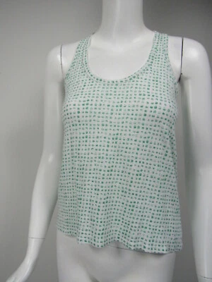 JOIE White Green Print Linen Jersey Scoop Neck Tank sz XXS - Imagem 1 de 2