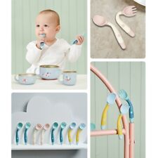 Toddler Cute Training Feeding Kit Tableware Spoon Fork Set Bendable Silicone