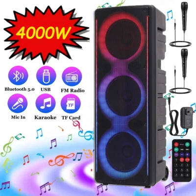 Triple 10" Woofer 4000W Bluetooth Speaker Rechargable For Party FM Karaok DJ AUX - Image 1 of 4