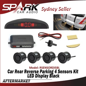 Black Car Rear Reverse Reversing Parking 4 Sensor Buzzer Alarm Kit LED Display - Picture 1 of 7
