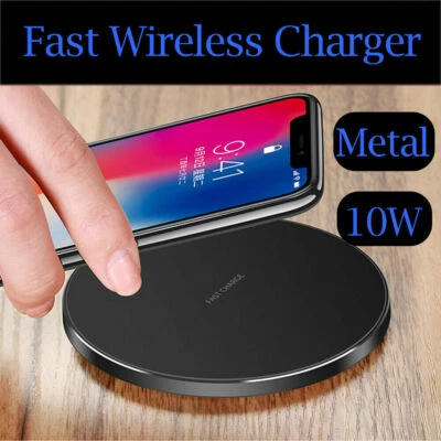 SUPER FAST Qi 10W WIRELESS PHONE CHARGER PAD FOR APPLE ANDROID SAMSUNG HUAWEI  - Image 1 of 4