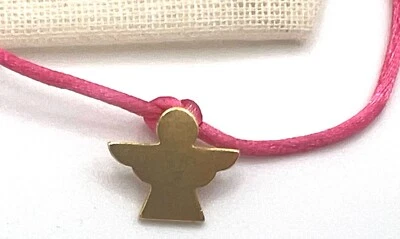 Dogeared gold tone wish bracelet w/ angel charm on the pink string - Image 1 of 2