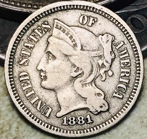 1881 Three Cent Nickel Piece 3C Ungraded Choice US Type Coin CC18271 Cover