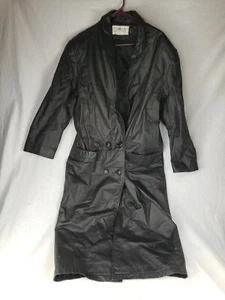 Maggie Lawrence Collection Women’s Black 100% Genuine Leather Trench Coat Medium - Picture 1 of 8