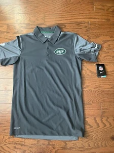 New NWT S/S New York Jets Coaches Polo Style Gray Shirt Mens Size S Small Nike - Picture 1 of 11