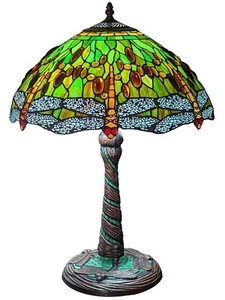 58cm High x 41cm Dia Tiffany Style Dragonfly & Mosaic Base Table Lamp. Incl Bulb - Picture 1 of 6