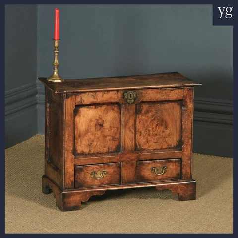 Small English Georgian Style Burr Oak Mule Chest Blanket Box Trunk Coffer Cover