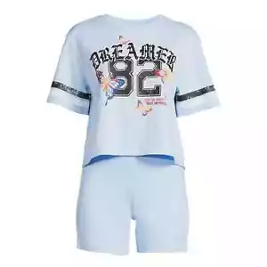 No Boundaries Juniors Graphic T-Shirt and Short Set 2 Pc Set-Sky-XL (15/17)-NWT - Picture 1 of 3