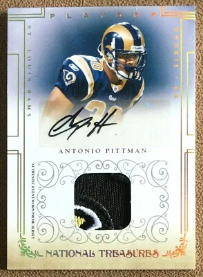 Parche autógrafo dorado Antonio Pittman 2007 Playoff National Treasures RC #103/25 Foto 1 de 4