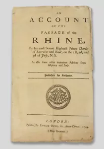 1744 AUSTRIAN War of Succession 'Account Passage of the Rhine' rare pamphlet - Picture 1 of 5