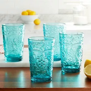 The Pioneer Woman Amelia Tumbler, Teal, Set of 4 - Picture 1 of 3