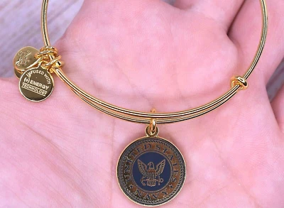 NUEVO SIN ETIQUETAS Pulsera Alex and Ani Oro Brillante Marina de los Estados Unidos Foto 1 de 2