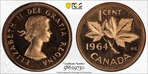 1964 Canada PL One Cent Penny Gem PCGS PL 66 Cam Nice! - Bild 1 von 1