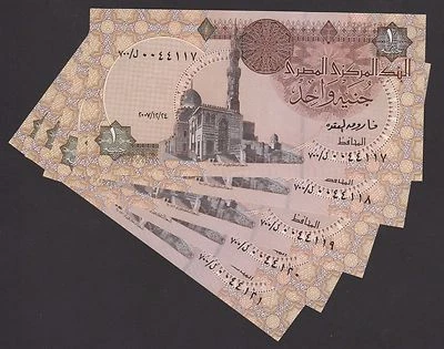 Lot 5pcs Egypt 1 Pound Replacement notes #700 (2007) P50 UNC - Image 1 of 2