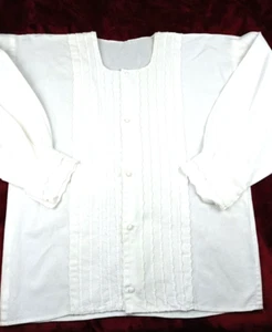 Women's Hand Stitched Amish Style Blouse White Covered Buttons Cotton/Linen Sz L - Picture 1 of 6