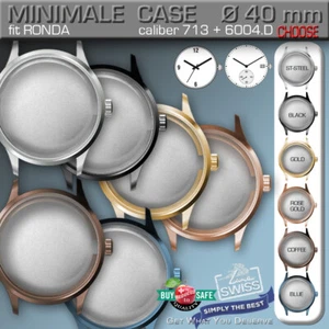 CASSA OROLOGIO adatta MOVIMENTO RONDA cal. 713 + R 6004.D, ACCIAIO ST + 5 COLORI, 40 MM - Foto 1 di 9