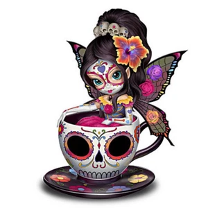 Sweet Jasmine Sugar Skull Fairy in a Teacup Jasmine Becket Griffith - Foto 1 di 1