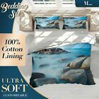 Sea Rock Nature Landscape Blue Duvet Cover Set with 2x Matching Pillowcases
