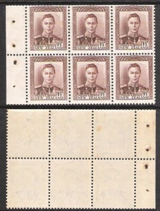 NEW ZEALAND 1938 KGVI 1.5d BOOKLET PANE W.8 (MNH) CP W6c (Z); CV $265 - Picture 1 of 1