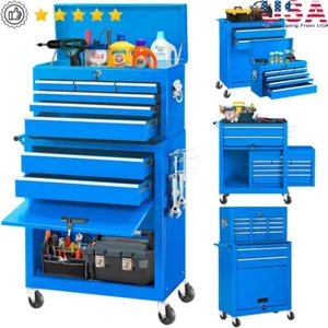 Steel Rolling Tool Chest 8 Drawers Garage Tool Storage Organizer Caster Wheels - Picture 1 of 9