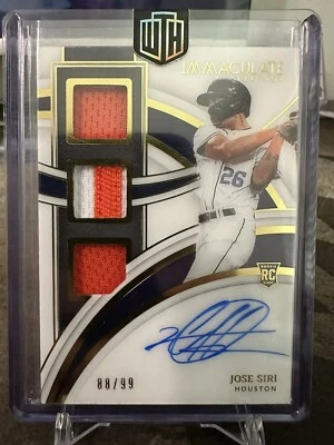 JOSE SIRI 2022 Immaculate Houston Astros Rookie Patch Auto #/99 Player Worn RC - Image 1 of 2