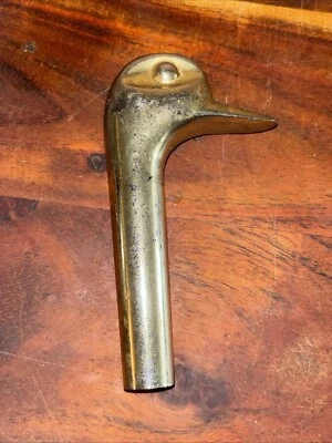 Duck Head Brass-Tone Fireplace Tool Handle Or Cane Top screw on metal - Image 1 of 4