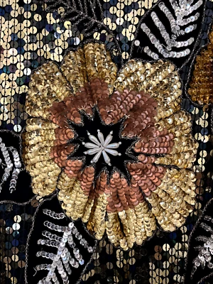 Blusa y falda vintage de lentejuelas/perlas color tostado talla XL Foto 1 de 4