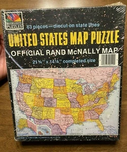 Rompecabezas de mapas vintage Selchow & Righter Estados Unidos mapa Rand McNally 63 piezas T1 - Imagen 1 de 12