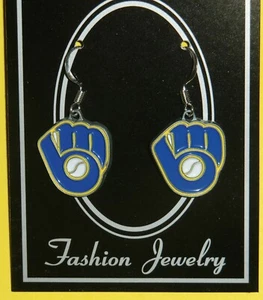 Milwaukee Brewers Dangle Earrings (Zinc) MLB Licensed Baseball Jewelry - Picture 1 of 4