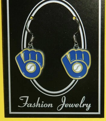 Milwaukee Brewers Dangle Earrings (Zinc) MLB Licensed Baseball Jewelry - Image 1 of 4