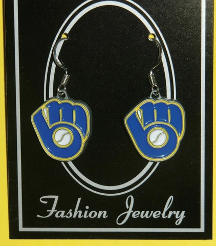 Milwaukee Brewers Dangle Earrings (Zinc) MLB Licensed Baseball Jewelry Cover