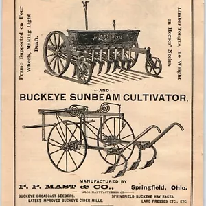 1890 Springfield, OH PP Mástil Buckeye Grano Taladro Cultivador Impresión Anuncio Grabado 1N - Imagen 1 de 3