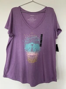 Torrid Signature Jersey Girlfriend V Neck Skull T Lavender 2X 18-20 Classic Fit - Picture 1 of 5