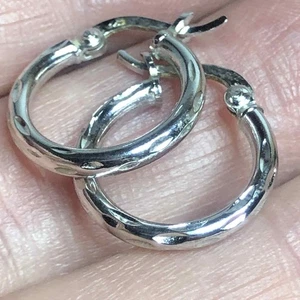 8347 Sterling Silber 925 11 mm strukturierte Creolen 1,6 Gramm - Bild 1 von 2