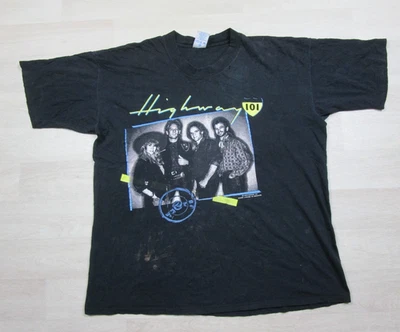 Vintage 1980s Highway 101 Band T Shirt Size (XL) Brockum Distressed Worn 1988 - Image 1 of 4