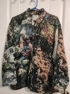 Vintage 90s Sugar Street Weavers Tapestry Blanket Button Jacket USA Made (BRC) - Picture 1 of 13