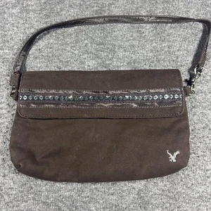 Borsa a mano vintage American Eagle Outfitters mini patta marrone con perline e tracolla autunno - Foto 1 di 9