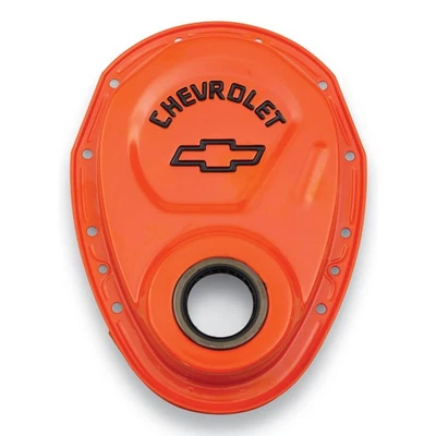 Proform for Timing Chain Cover Orange Steel With Chevy Bowtie Logo SB Chevy - Image 1 of 4