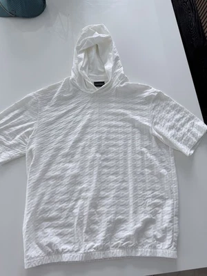 Emporio Armani Textured WhiteHooded Top - Image 1 of 4