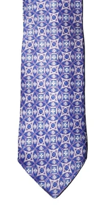 Corbata Hart Schaffner Marx Para Hombres 100% Seda Italiana Púrpura Geométrica 58" x 3" Nueva con Etiquetas Foto 1 de 3